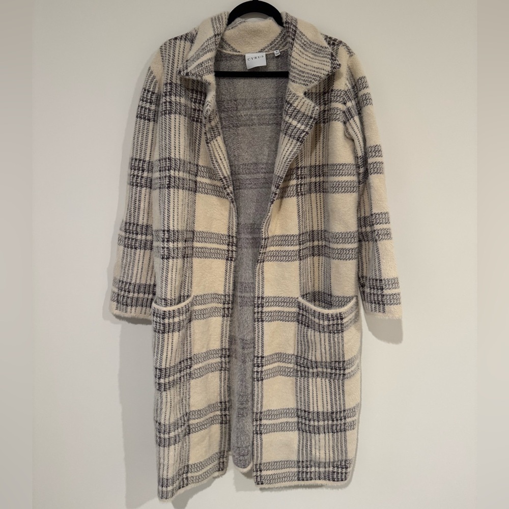 Cyrus Cream and Purple Knit Cardigan